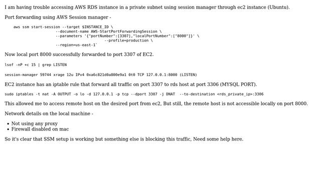 Timeout when connecting RDS using AWS session manager via EC2 instance смотреть онлайн