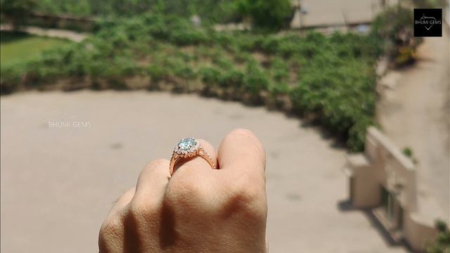 Green Moissanite Proposal Ring / Oval Moissanite Halo Ring / Rose Gold Women's Ring /Engagement Rin смотреть онлайн