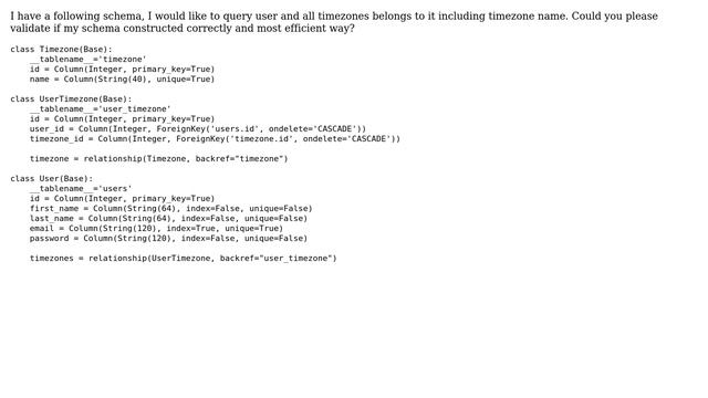 SqlAlchemy model for users and timezones смотреть онлайн
