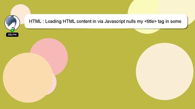 HTML : Loading HTML content in via Javascript nulls my title tag in some instances смотреть онлайн