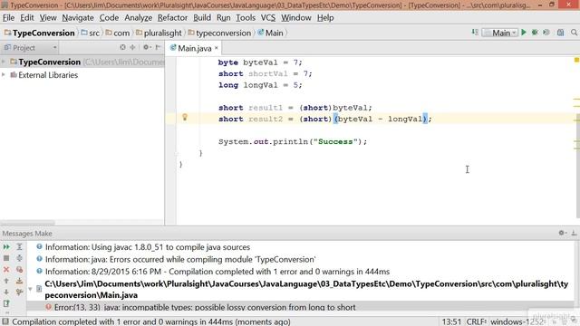 Java Tutorials 1- 25Variables, Data Types, and Math Operators Demo Type Conversion смотреть онлайн