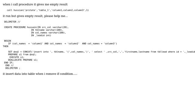 Databases: calling mysql procedure return empty result смотреть онлайн