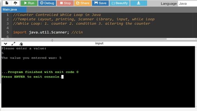 Counter Controlled While Loop in Java смотреть онлайн