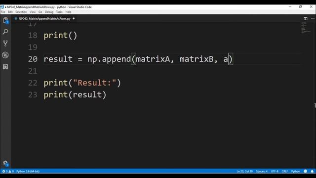 numpy matrix append matrix as rows смотреть онлайн