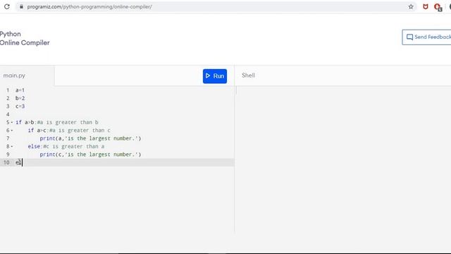 IF statement: finding largest among three numbers (python) смотреть онлайн