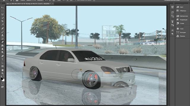 Отражение на земле в Photoshop CC. смотреть онлайн