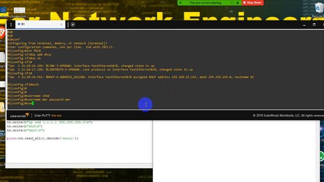 3. Python for Network Engineers(IP setting Using telnet script) смотреть онлайн