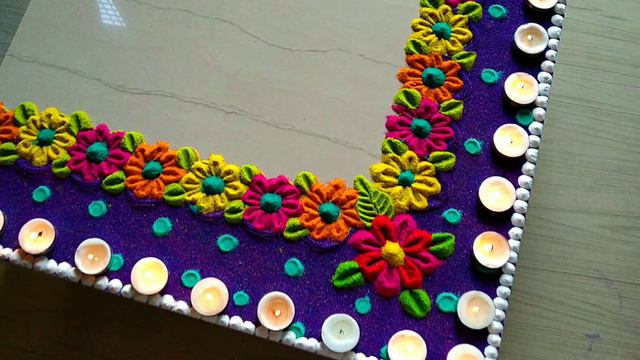 #1359 Corner Border Rangoli   Diwali Rangoli   Navratri Rangoli   Satisfying Video
