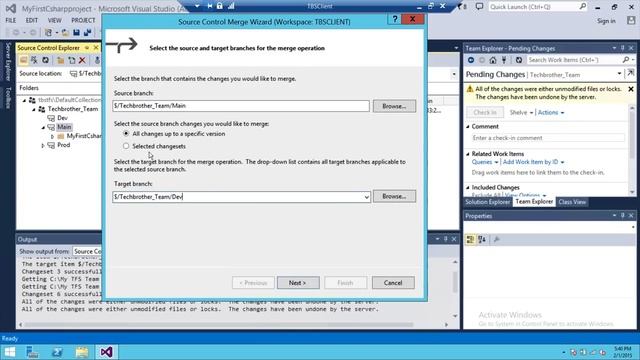 TFS 2013 Tutorial : 16- How to Merge code between branches in Team Foundation server 2013 смотреть онлайн
