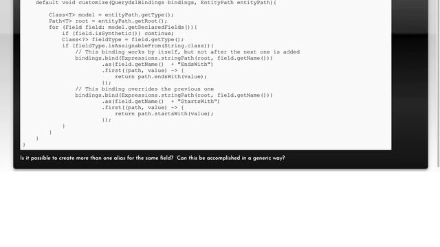 Creating multiple aliases for the same QueryDSL path in Spring Data смотреть онлайн