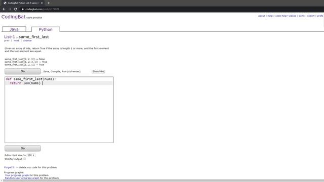 List-1 (same_first_last) Python Tutorial || Codingbat.com смотреть онлайн