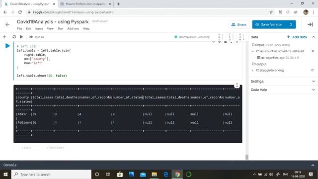 Analysing Covid19 Dataset using Pyspark - Part3 (Joins) смотреть онлайн