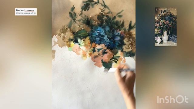 Букет цветов, акварель.  Марина Ласаева. #акварель #watercolor