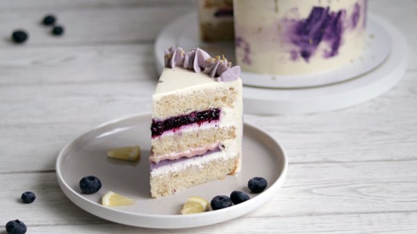 Ванильный торт с черникой и лимонным курдом | Нежный летний торт | Черничный ганаш | Klara_cake