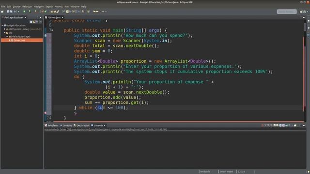 Budget allocation - Java example смотреть онлайн