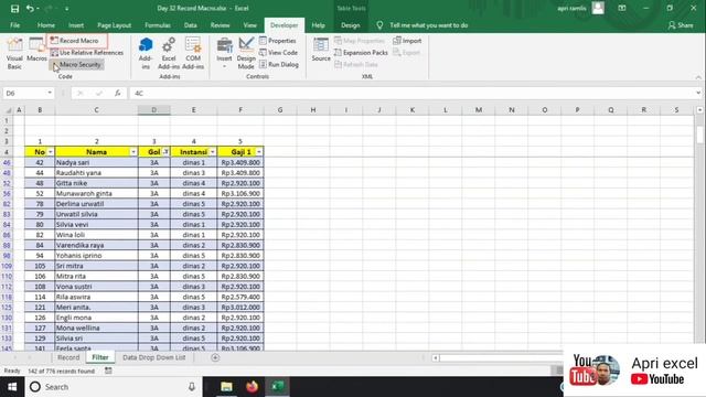 Belajar Excel 33 : Cara Membuat Record Macro VBA di Excel Untuk Pemula смотреть онлайн