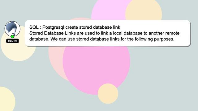 SQL : Postgresql create stored database link смотреть онлайн