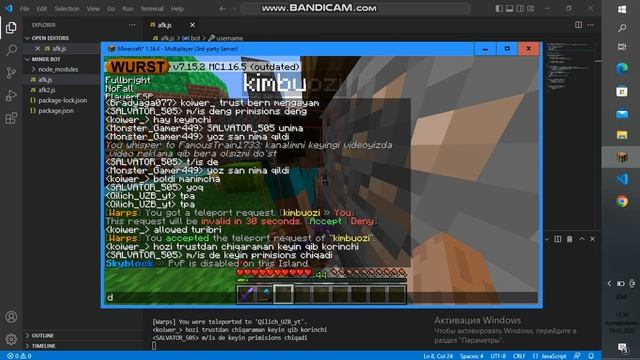 Miner bot ishladi//Uzbek tilida//Mineflayer смотреть онлайн