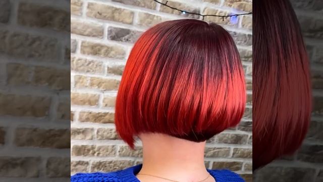 Яркое красное окрашивание на среднюю длину волос смотреть онлайн