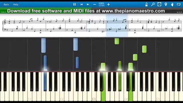 Wedding March - Felix Mendelssohn -- piano lesson with Synthesia смотреть онлайн