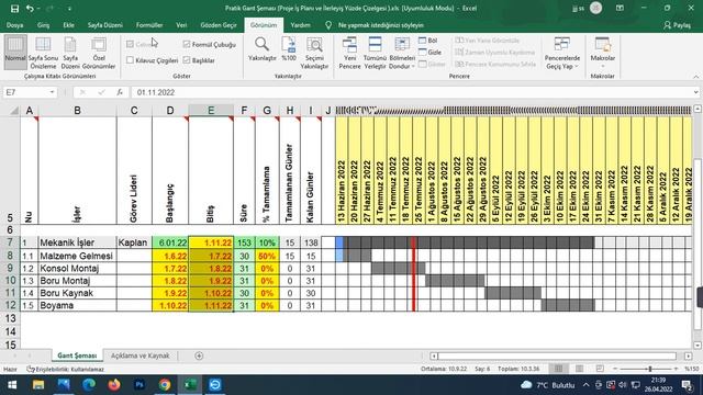 Pratik Gant Şeması (Proje İş Planı ve İlerleyiş Yüzde Çizelgesi ) смотреть онлайн