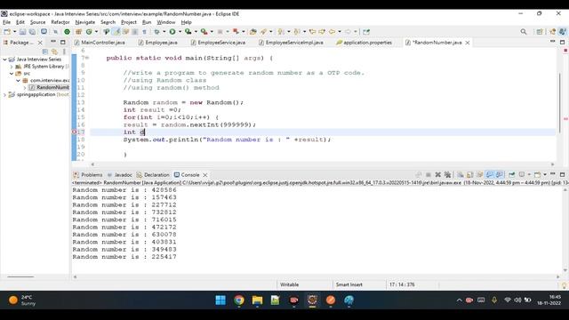 How to generate Random numbers in Java | Java Interview random number program #java #programming смотреть онлайн