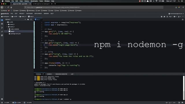 Full Stack Web Developer Course: 9_3 - Installing nodemon смотреть онлайн