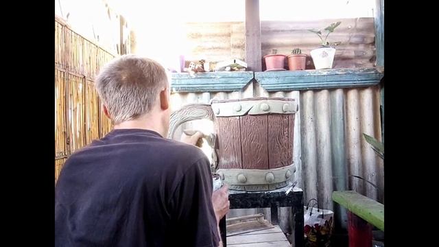 Пивная кружка сделанная из арт бетона, покраска. работа мастера Сергея Циганенко. смотреть онлайн