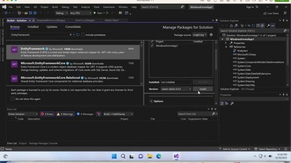 How to install Entity Framework package in Visual Studio Project | .NET Core and .NET Framework