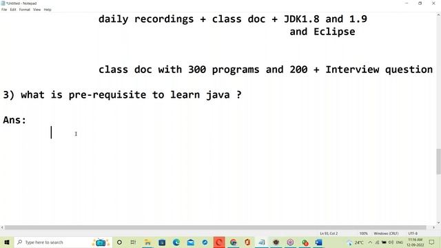 CORE JAVA tutorials || Demo - 1 || by Mr. Nageswar Rao On 12-09-2022 @10:30AM IST смотреть онлайн