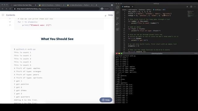 Learn Python 3 The Hard Way - Exercise 32: Loops and Lists смотреть онлайн