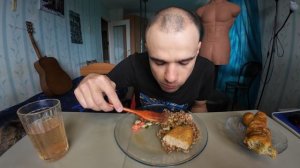 МУКБАНГ ГРЕЧКА С КОТЛЕТОЙ КУРИНОЙ / САЛАТ ОВОЩНОЙ/  ВЫПЕЧКА С МЯСОМ / ОБЖОР EATING Mukbang ASMR АСМР