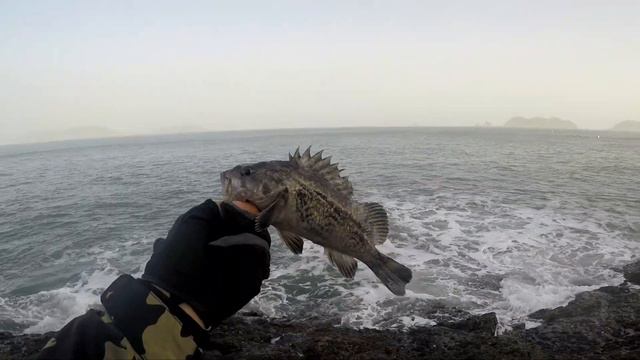 рыбалка при сильном ветре и не спокойном море, урок 우럭 (тёмный окунь). смотреть онлайн