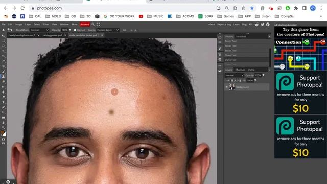 Photopea Cool Tools (spot healing - clone stamp - polygonal lasso) смотреть онлайн