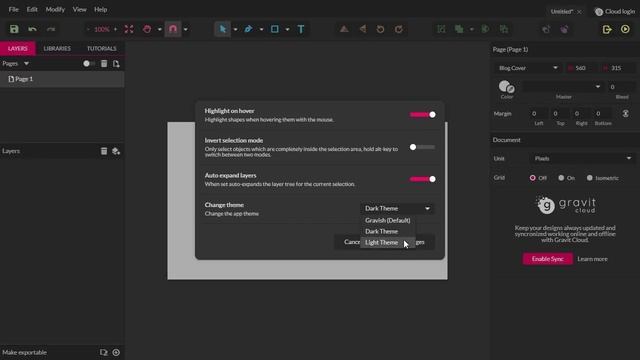 Gravit Designer: Change Theme to Light/Dark Theme смотреть онлайн