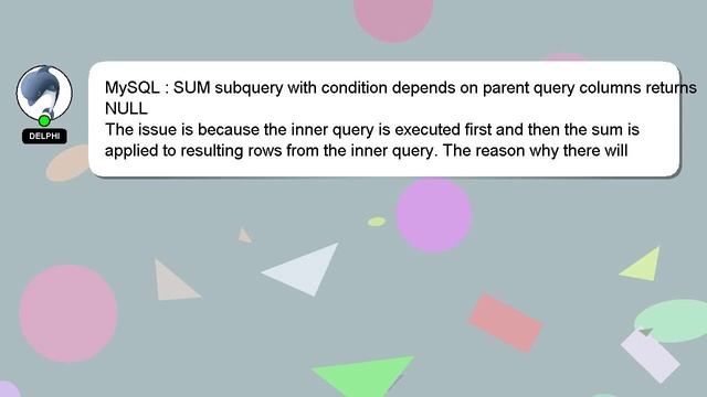 MySQL : SUM subquery with condition depends on parent query columns returns NULL смотреть онлайн