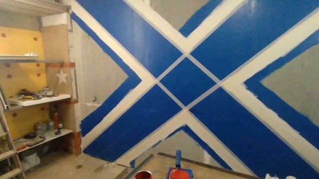 КАК НАРИСОВАТЬ ФЛАГ КОНФЕДЕРАТОВ на стене в гараже. Ремонт в мастерской.Draw the Confederate flag смотреть онлайн