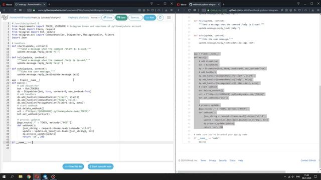 Telegram bot webhook on PythonAnywhere | python-telegram-bot + PythonAnywhere смотреть онлайн