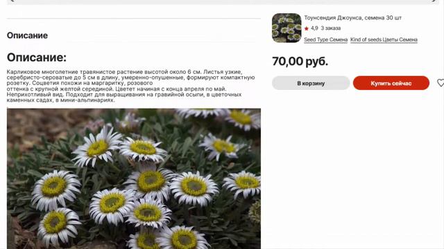 Тоунсендия Джоунса, семена 30 шт смотреть онлайн