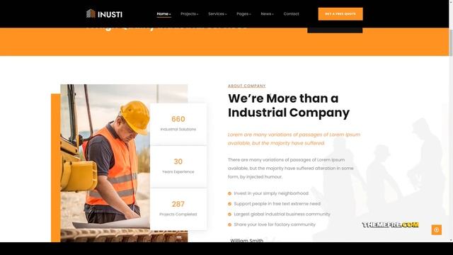 Inusti Factory and Industrial WordPress Theme business manufacturing Easy Create Website смотреть онлайн