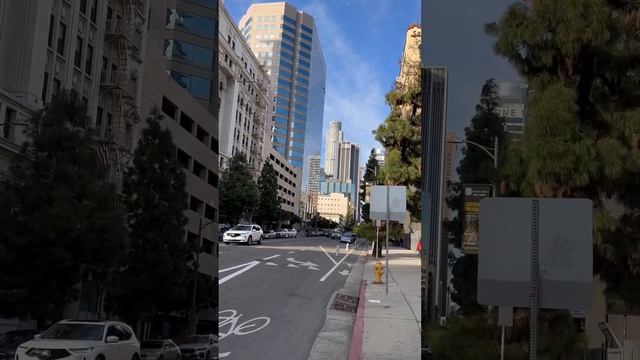 Воскресная прогулка по центру Лос Анджелеса. Людей мало на улице, все передвигаются на автомобилях. смотреть онлайн