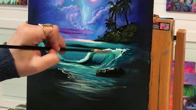 ACRYLIC PAINTING TUTORIAL | STEP BY STEP TROPICAL SEASCAPE FANTASY