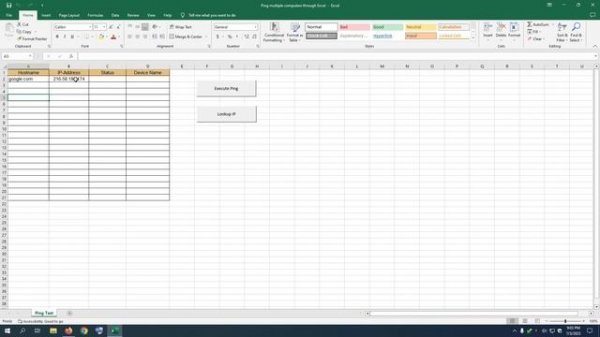 Ping Multiple Computers through Microsoft Excel sheet and have Monitor Local & public IP Address