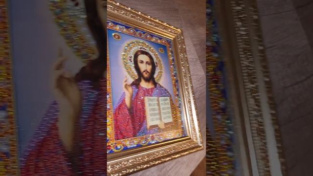 Икона алмазная мозайка"Господь Вседержитель" подарена в церковь смотреть онлайн
