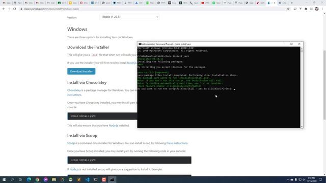 Installing Yarn in Windows 10 смотреть онлайн