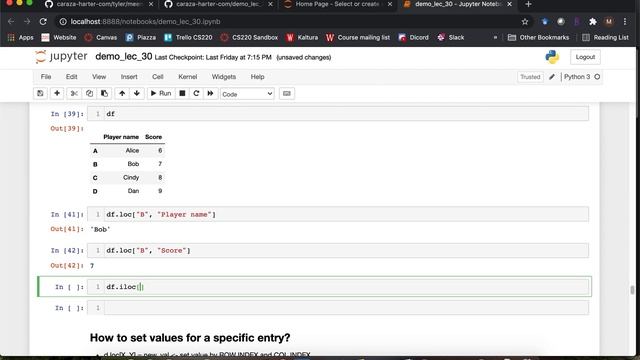 [CS 220 / CS319 Spring 2021] LEC 30 Video 3: DataFrame(s) data lookup, slicing смотреть онлайн