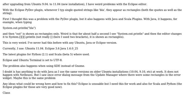 Eclipse on Ubuntu: Rectangles instead of Strings and some Java methods and classes смотреть онлайн