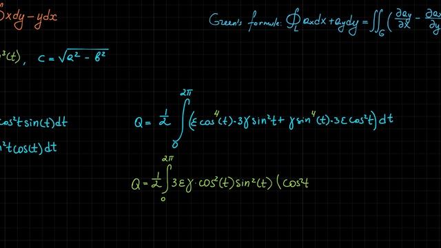 #3.12b Найти площадь ограниченную эволютой элливпса x=a^2/ccos^3t,y=b^2/csin^3t смотреть онлайн