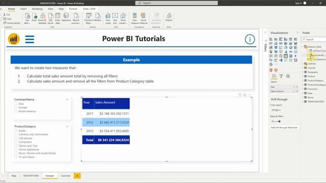 DAX Language - REMOVEFILTERS Function in Power BI смотреть онлайн