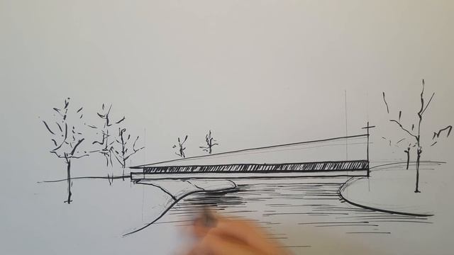 Drawing Church-Bridge Concept | Architecture Sketch Timelapse смотреть онлайн